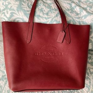 COACH TOTE - burgundy red LEATHER - large